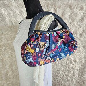 Pineda Covalin 100% Silk Bird Print Silk Handbag Hobo Bag